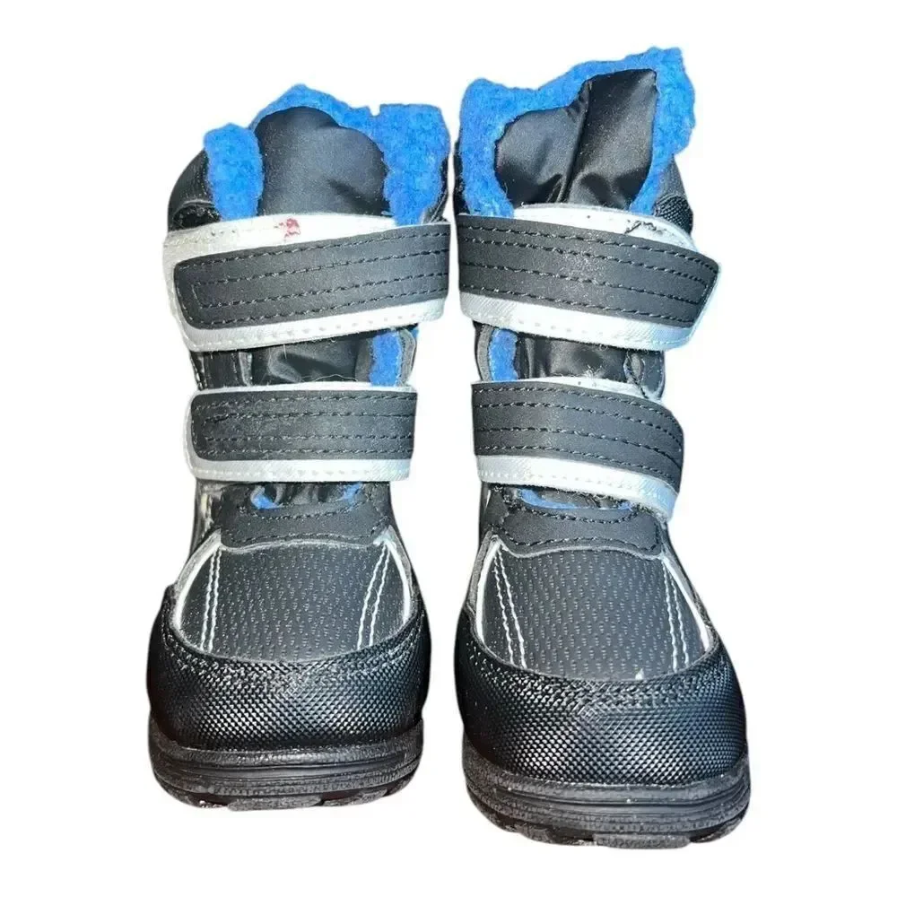 totes Tayton Mid Toddler Boys' Waterproof Winter Boots Black Blue 5M EUC